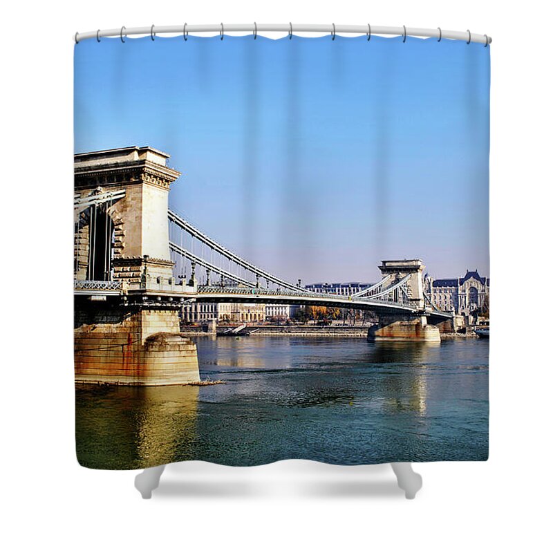 Budapest Shower Curtain featuring the photograph The Chain Bridge in Budapest #1 by Jelena Jovanovic