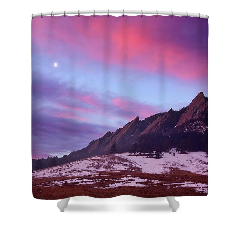Flatirons Shower Curtain featuring the photograph The Gift #1 by Morris McClung