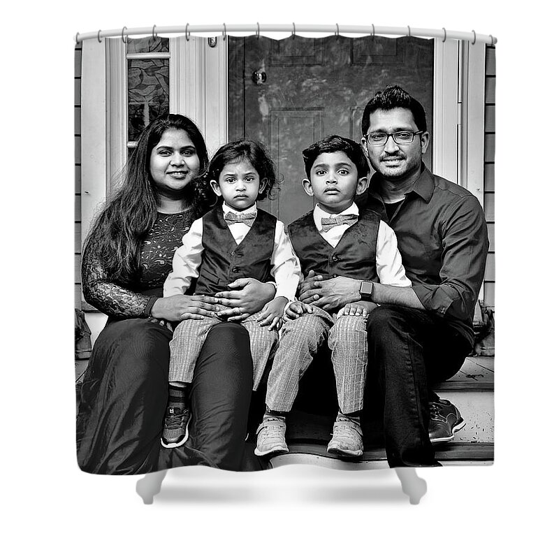 Portrait Shower Curtain featuring the photograph The M. Kumar Family #1 by Monika Salvan
