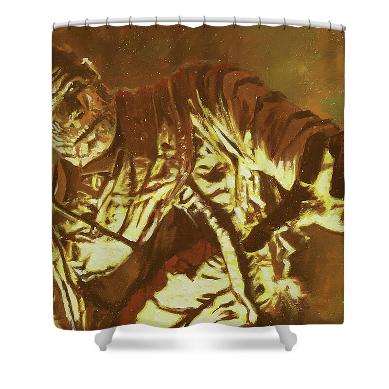 The Mummy Shower Curtain featuring the painting The Mummy by Sv Bell