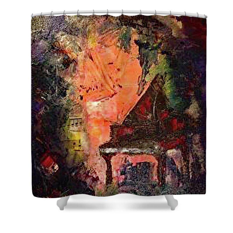 Piano Shower Curtain featuring the painting The Piano by Roxy Rich