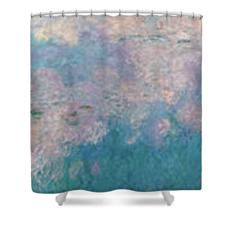 The Water Lilies Shower Curtain featuring the painting The Water Lilies, The Clouds #1 by Claude Monet