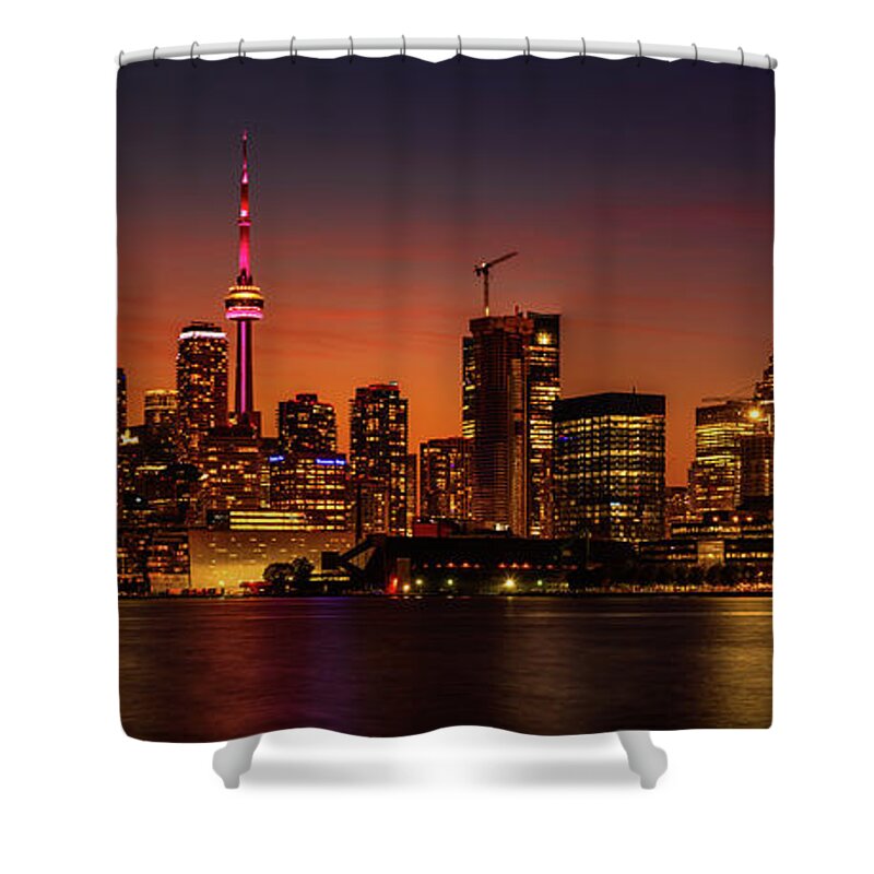 Cn Tower Shower Curtain featuring the photograph Toronto Gold #2 by Dee Potter