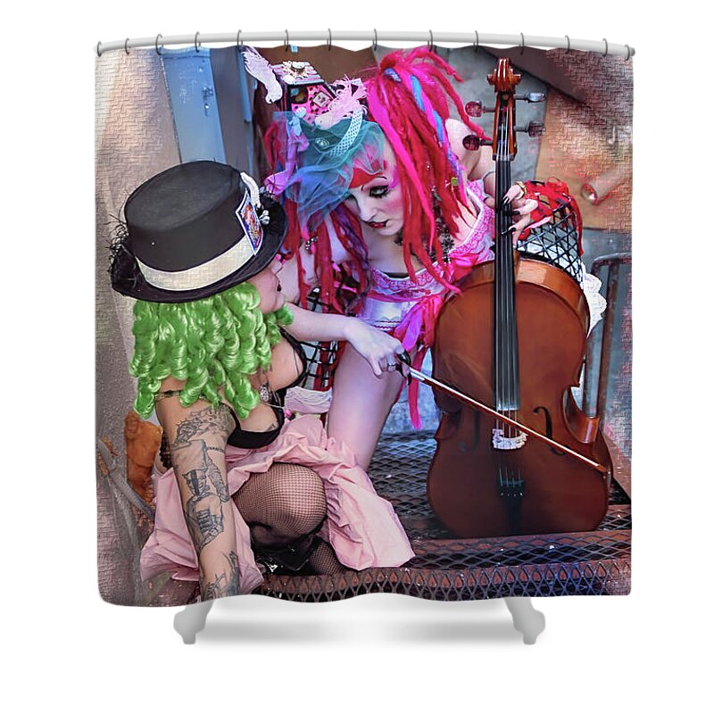  Beautiful Shower Curtain featuring the digital art Twisted Carnival 8 #1 by Recreating Creation