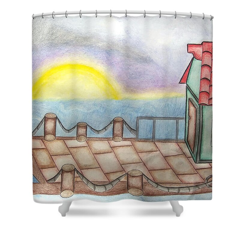 Black Art Shower Curtain featuring the drawing Untitled 1 by Aaron Jones