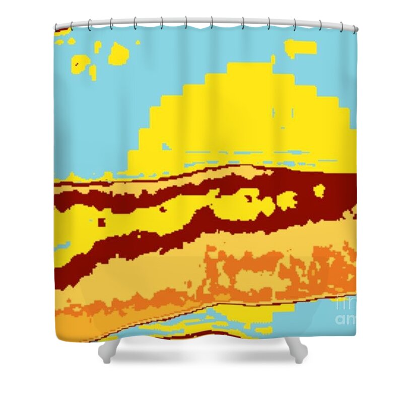 Sunset Shower Curtain featuring the digital art Finger Sunset by Kari Myres