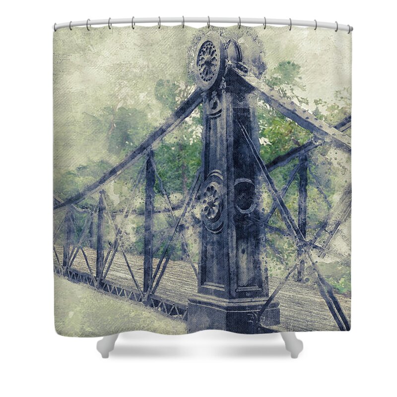 Victorian Bridge Shower Curtain featuring the digital art Victorian Bridge by Randall Allen
