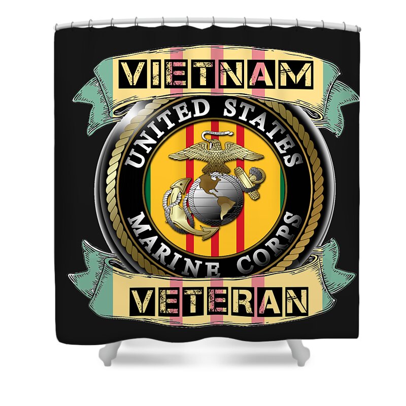 Marine Shower Curtain featuring the digital art Vietnam Marine Veteran #1 by Bill Richards