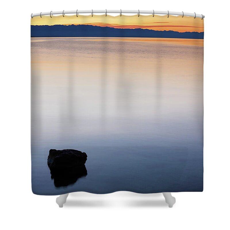 Losinj Shower Curtain featuring the photograph View from Zaosiri Beach, Losinj Island, Croatia #1 by Ian Middleton