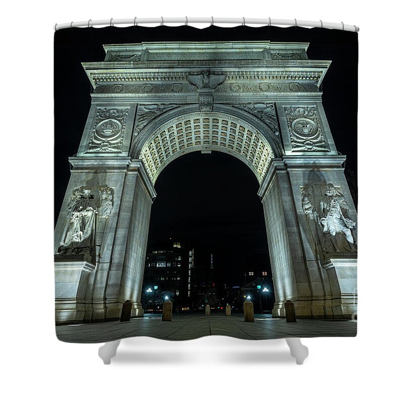 1892 Shower Curtain featuring the photograph Washington Square Arch The North Face by Stef Ko