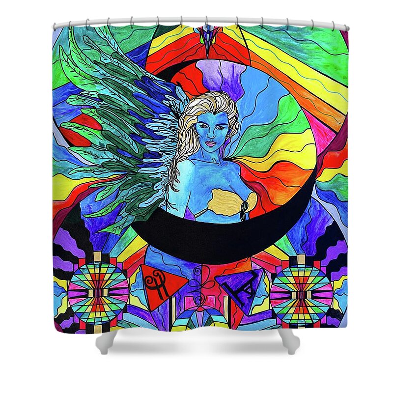 The Shower Curtain featuring the painting Watcher #1 by Teal Eye Print Store