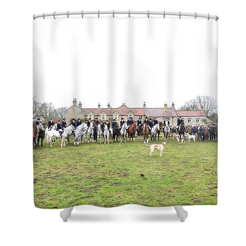 Sinningtonhunt Shower Curtain featuring the photograph Welburn Meet #1 by Mark Egerton