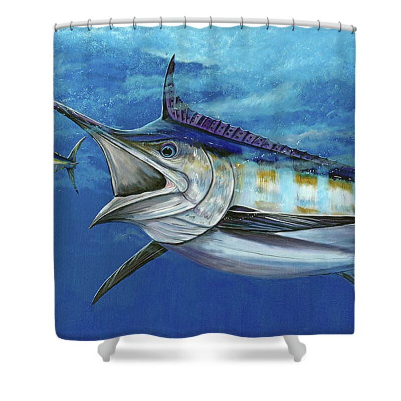  Marlin Shower Curtain featuring the painting Wide Open #1 by Mark Ray