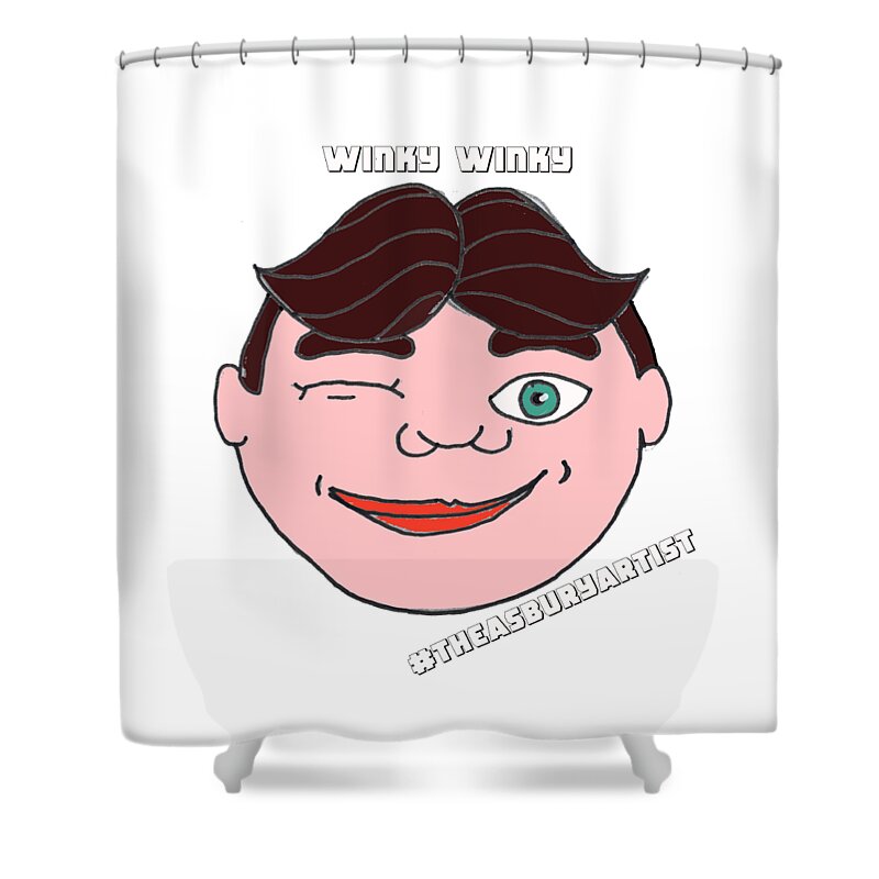 Asbury Park Shower Curtain featuring the drawing Winky Winky by Patricia Arroyo