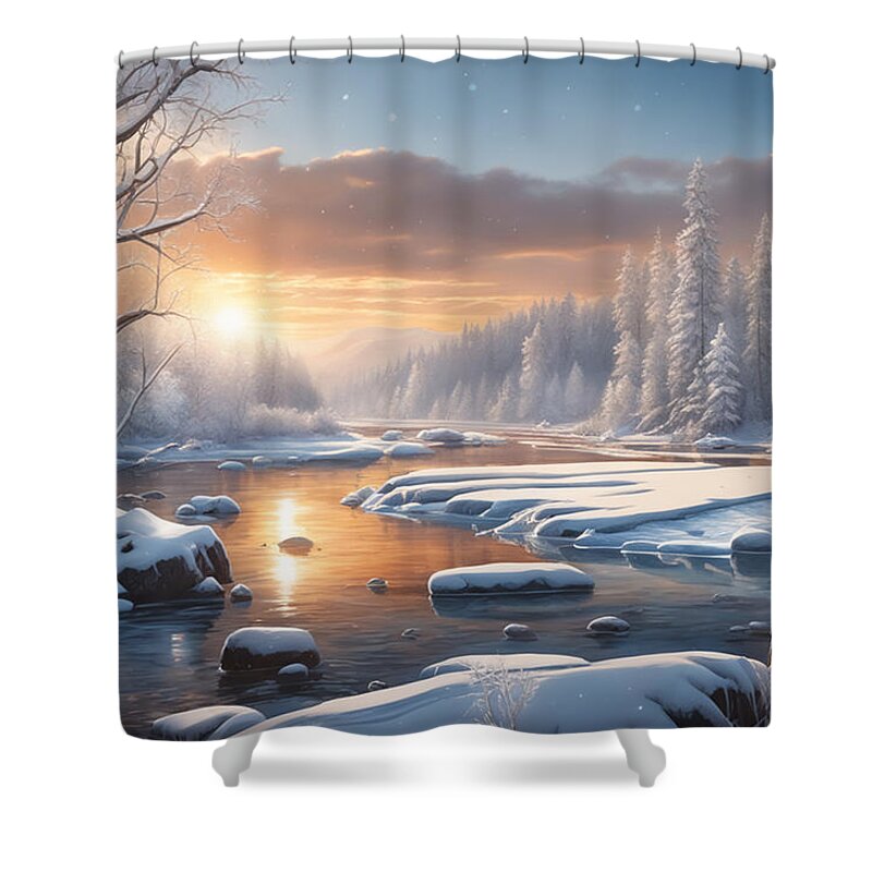 Landscape Shower Curtain featuring the photograph Winter Landscape #1 by Manjik Pictures