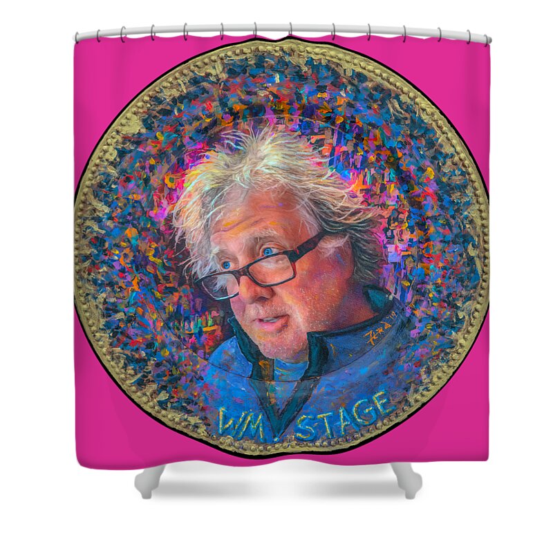 Acrylic Shower Curtain featuring the mixed media Wm. Stage by Robert FERD Frank