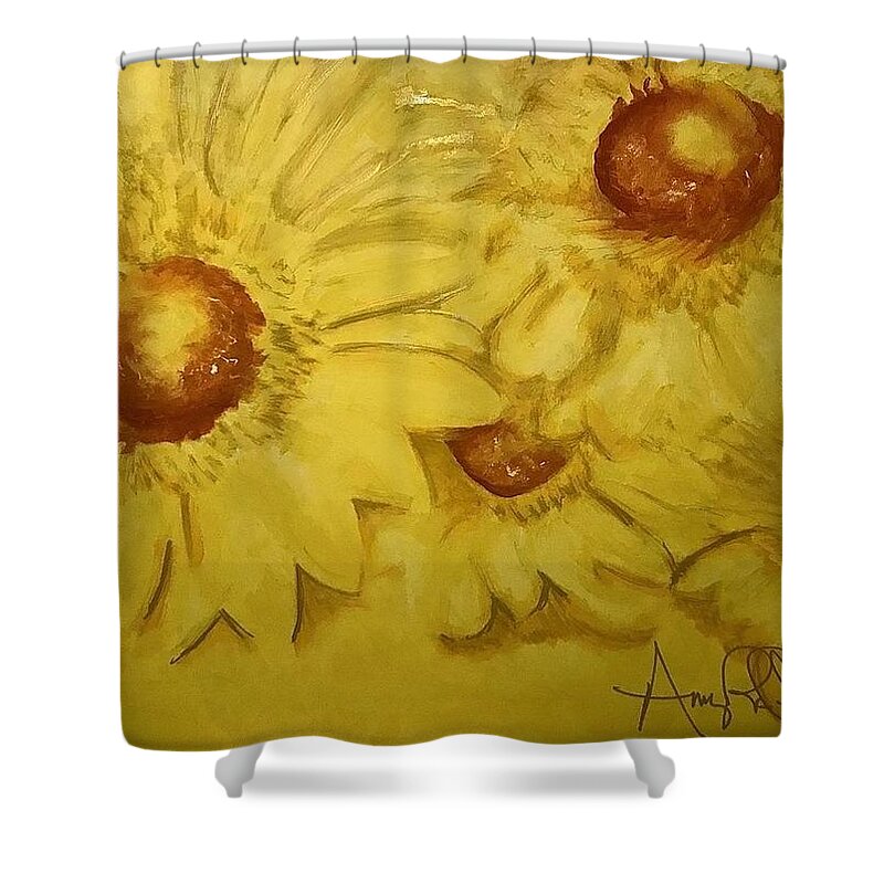  Shower Curtain featuring the painting Yellow by Angie ONeal