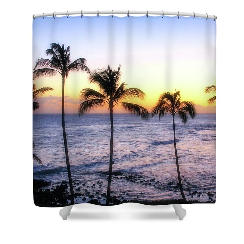 Hawaii Shower Curtain featuring the photograph Poipu Palms by Robert Carter
