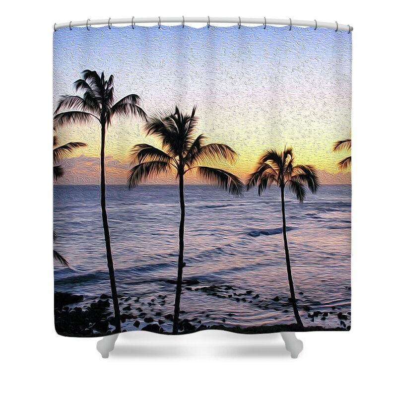 Hawaii Shower Curtain featuring the photograph Poipu Palms Painting by Robert Carter