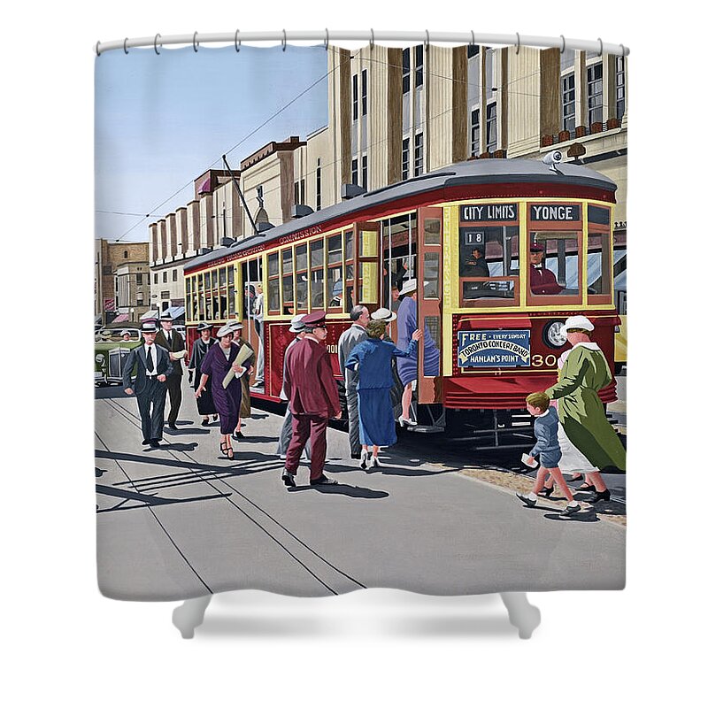 Yonge Street Shower Curtain featuring the painting Yonge and College 1937 by Kenneth M Kirsch