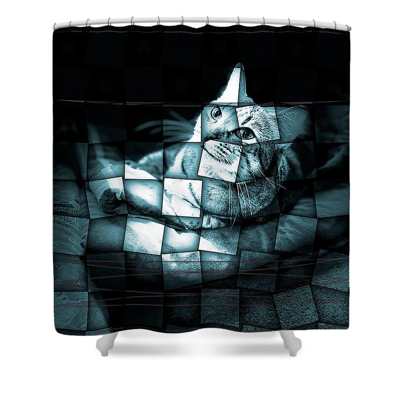Artistic Shower Curtain featuring the digital art Yuli 4 by Marko Sabotin