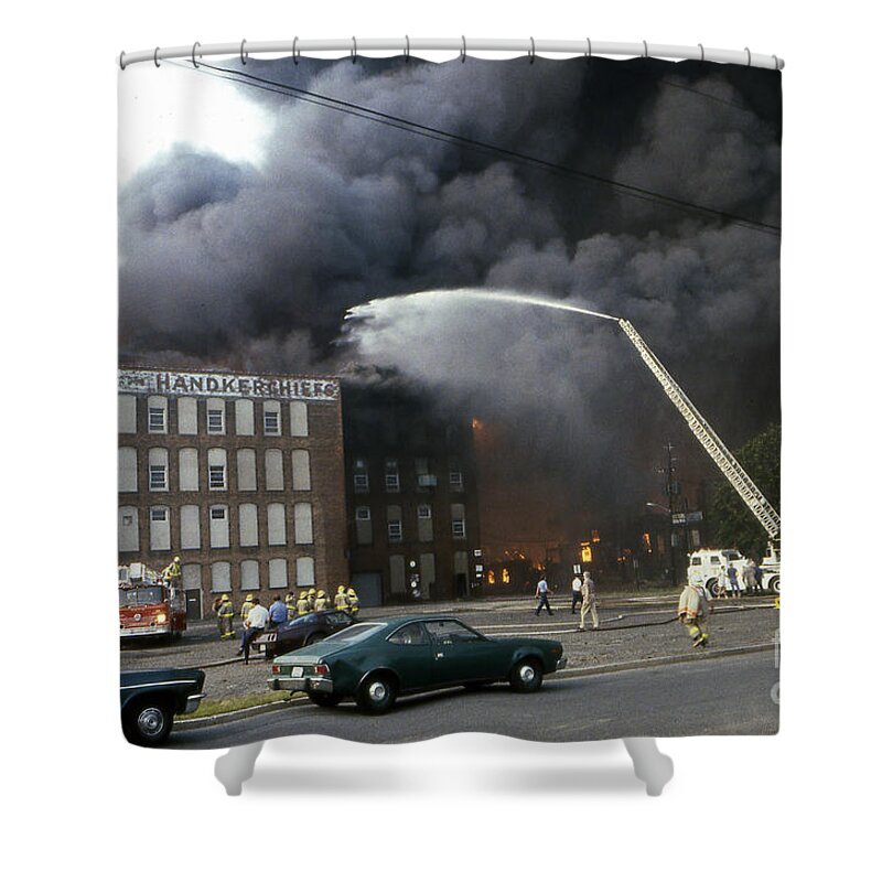 Fire Shower Curtain featuring the photograph 9-02-85 Passaic, NJ Labor Day Fire, Conflagration #10 by Steven Spak