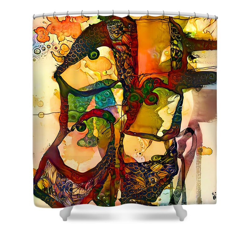 Contemporary Art Shower Curtain featuring the digital art 104 by Jeremiah Ray