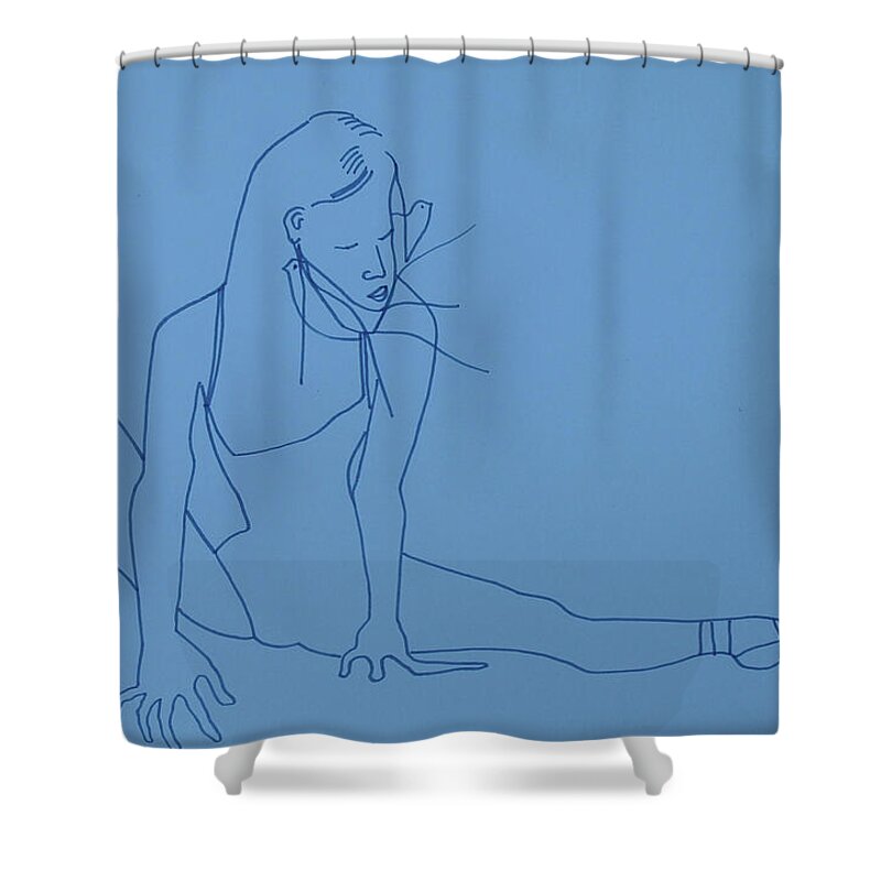 Jesus Christ Shower Curtain featuring the drawing Ballerina #1046 by Gloria Ssali