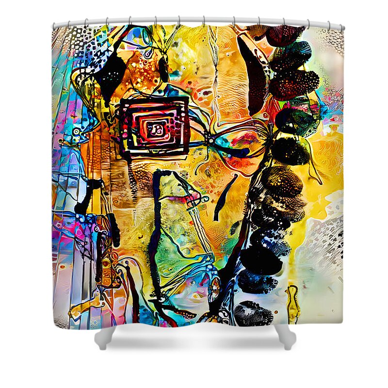 Contemporary Art Shower Curtain featuring the digital art 107 by Jeremiah Ray