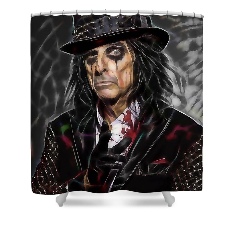 Alice Cooper Shower Curtain featuring the mixed media Alice Cooper Collection #12 by Marvin Blaine