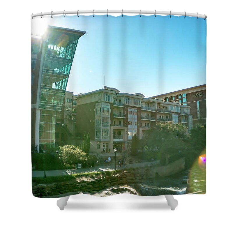 City Shower Curtain featuring the photograph Greenville South Carolina On Reedy River In Downtown #13 by Alex Grichenko