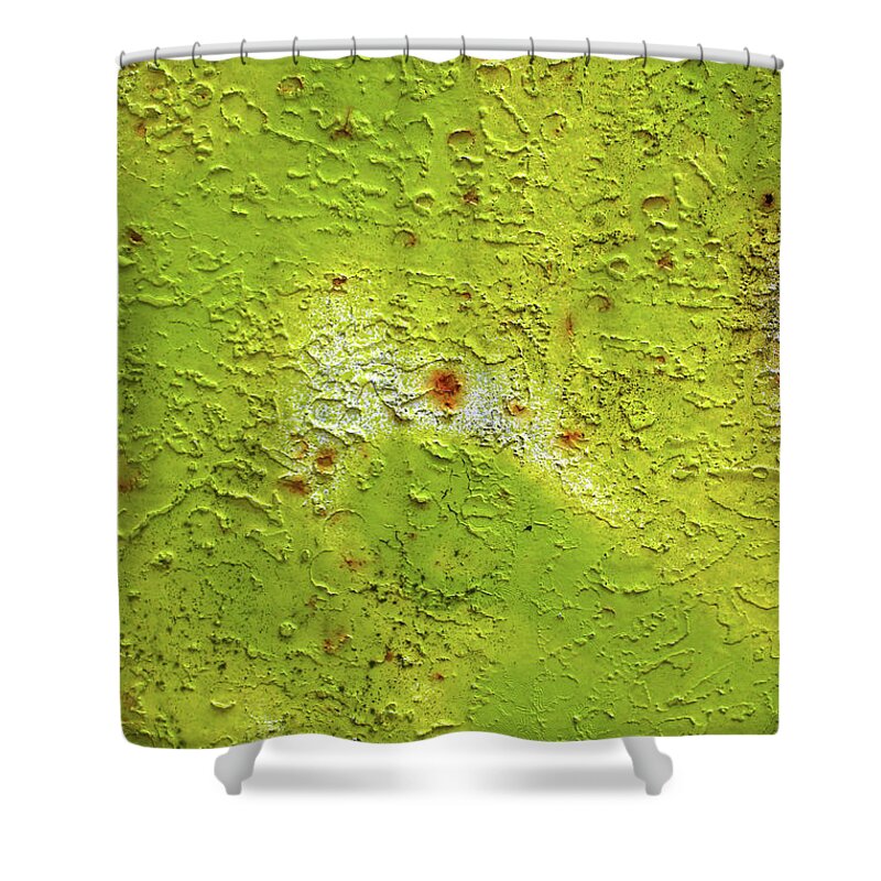 Abstract Shower Curtain featuring the photograph Weathered netal surface #13 by Tom Gowanlock