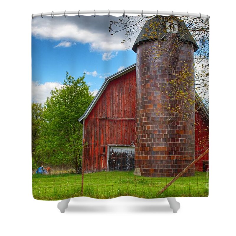 Barn Shower Curtain featuring the photograph 1394 - Mead Road Red by Sheryl L Sutter