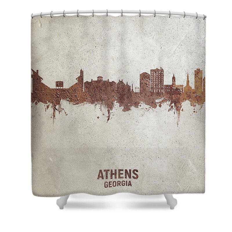 Athens Shower Curtain featuring the digital art Athens Georgia Skyline by Michael Tompsett