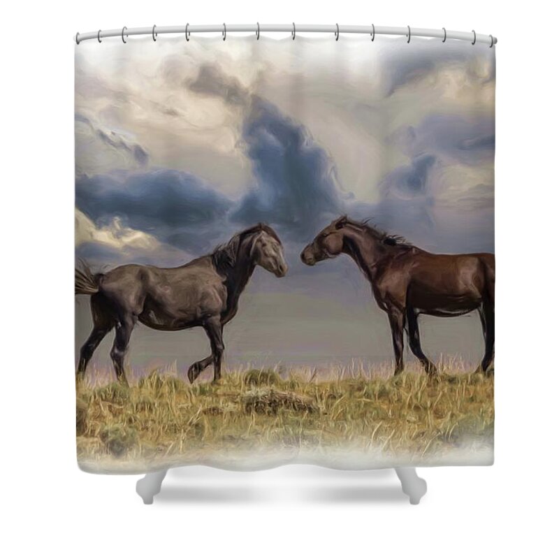 Horse Shower Curtain featuring the photograph Wild Horses #15 by Laura Terriere