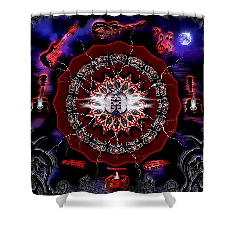 16 Shower Curtain featuring the digital art 16 Bar Blues by Michael Damiani