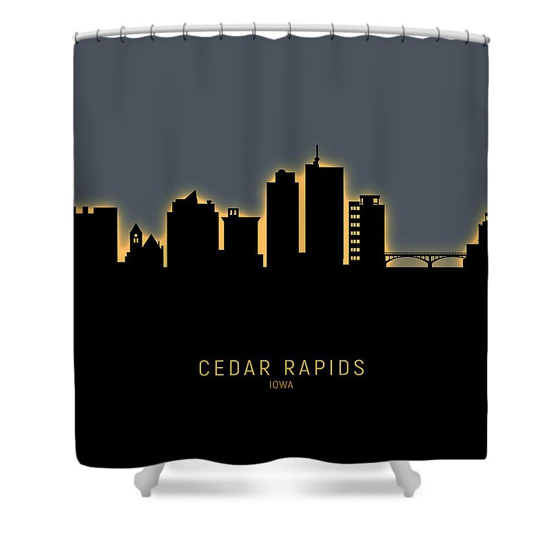 Cedar Rapids Shower Curtain featuring the digital art Cedar Rapids Iowa Skyline #16 by Michael Tompsett