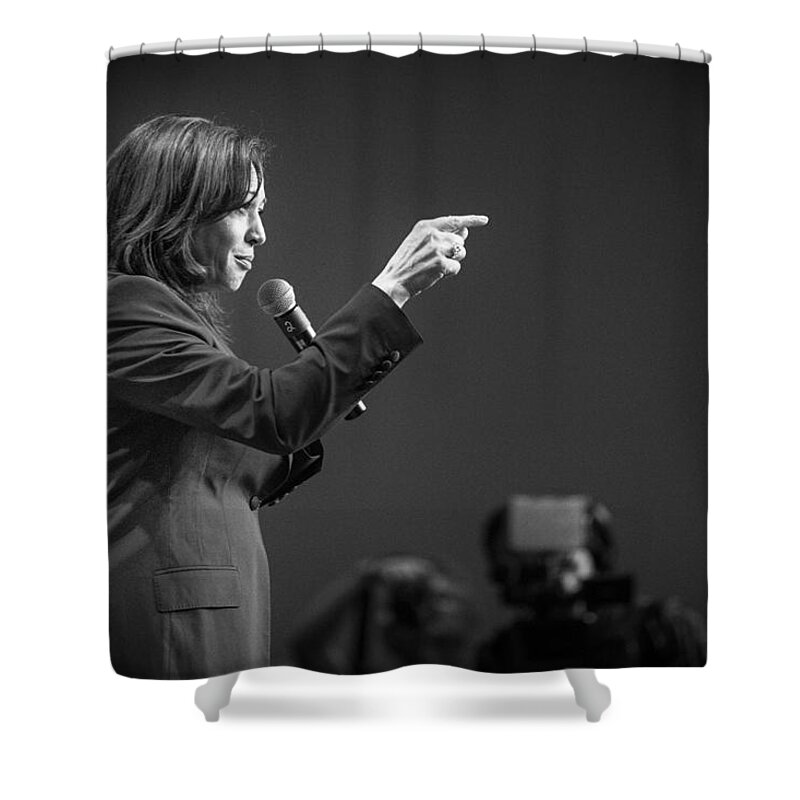 Portrait Of Vice President Kamala Harris By Gage Skidmore Shower Curtain featuring the digital art Portrait of Vice President Kamala Harris by Gage Skidmore #16 by Celestial Images