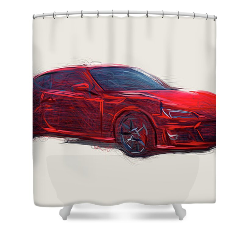 Subaru Shower Curtain featuring the digital art Subaru BRZ Car Drawing #16 by CarsToon Concept