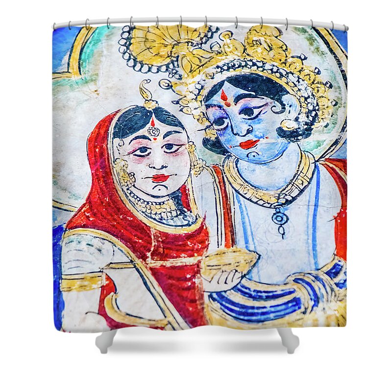 Ceiling Shower Curtain featuring the photograph Wall painting from Nawalgarth, Rajasthan #16 by Lie Yim