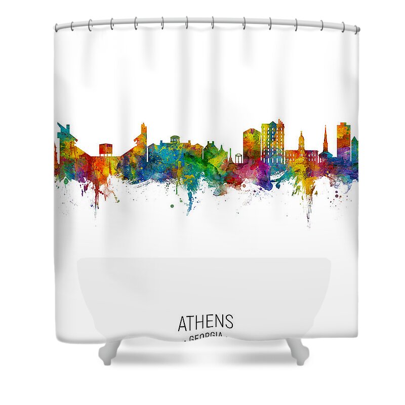 Athens Shower Curtain featuring the digital art Athens Georgia Skyline #17 by Michael Tompsett