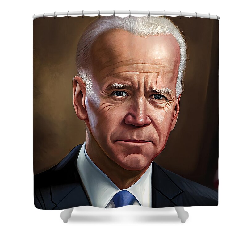 Joe Biden Shower Curtain featuring the mixed media Joe Biden #17 by Stephen Smith Galleries
