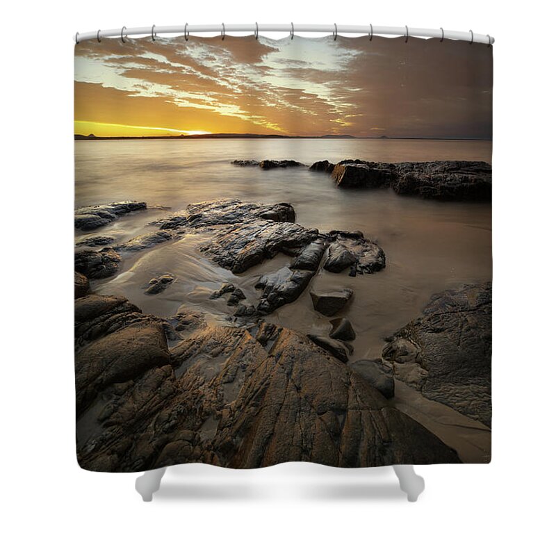 National Park Shower Curtain featuring the photograph 1808sunsetnoosa7 by Nicolas Lombard