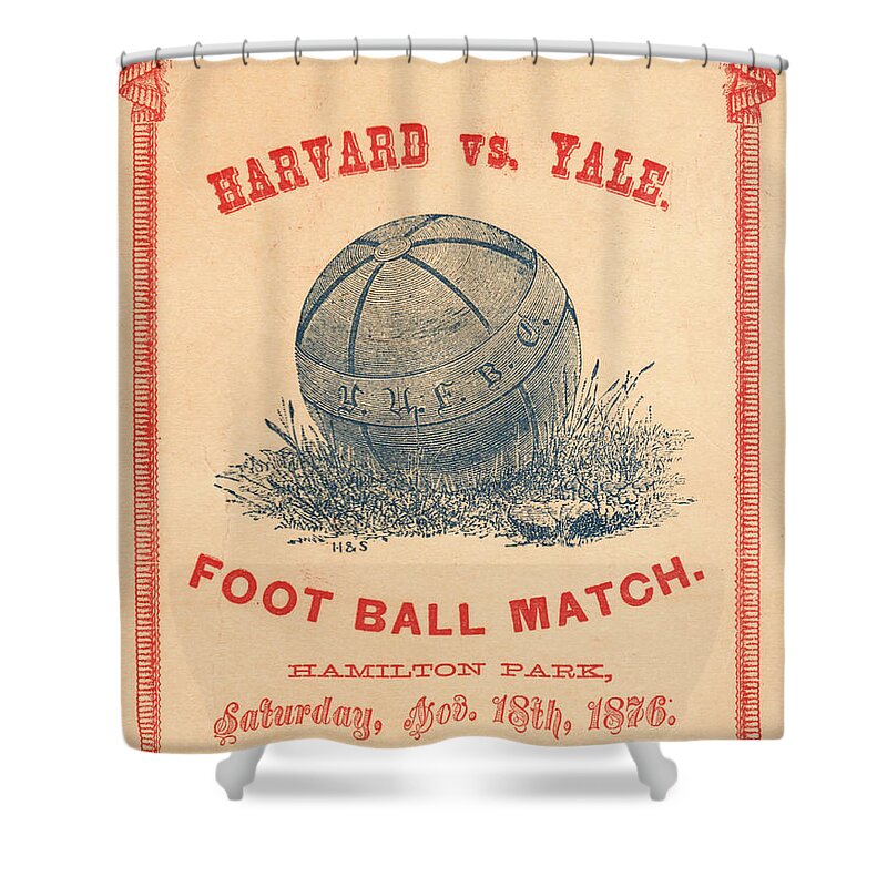 Ivy League Shower Curtain featuring the mixed media 1876 Harvard vs. Yale Foot Ball Match by Row One Brand