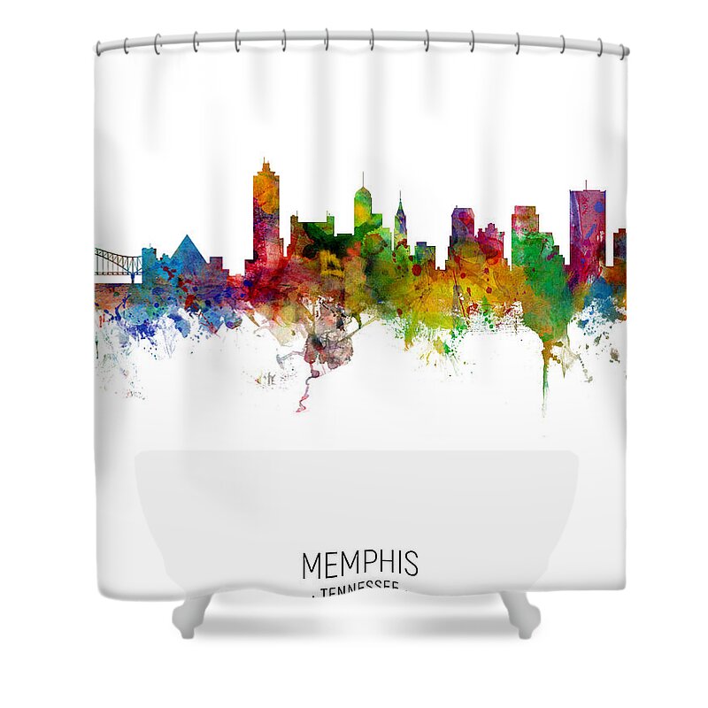 Memphis Shower Curtain featuring the digital art Memphis Tennessee Skyline by Michael Tompsett
