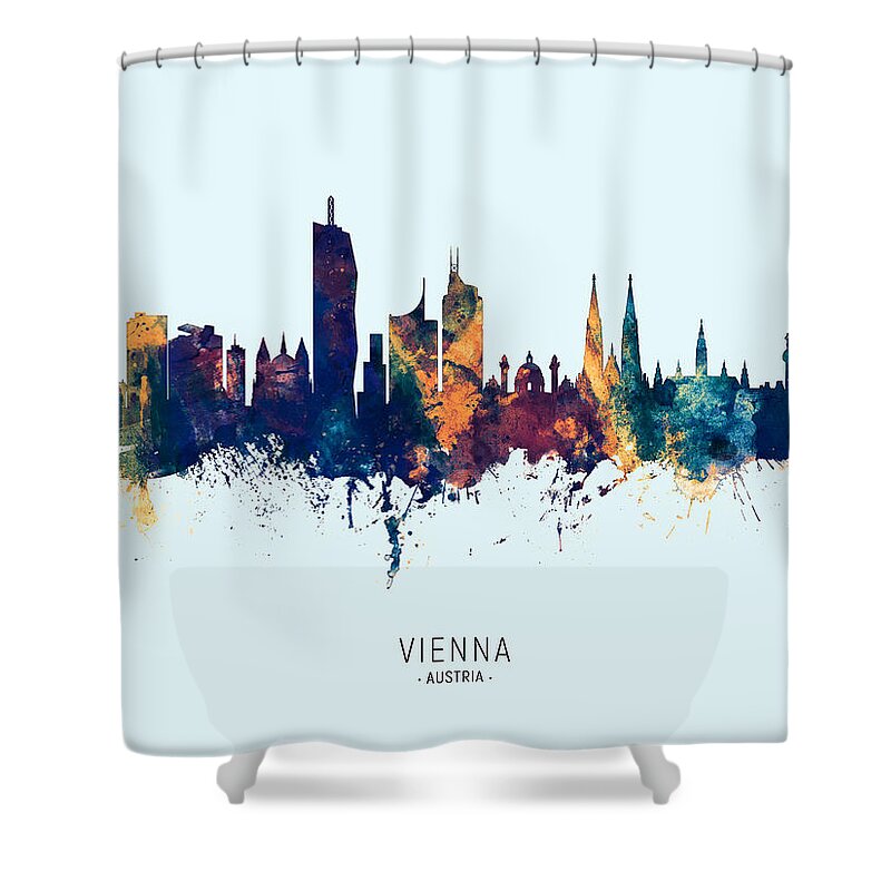 Vienna Shower Curtain featuring the digital art Vienna Austria Skyline by Michael Tompsett