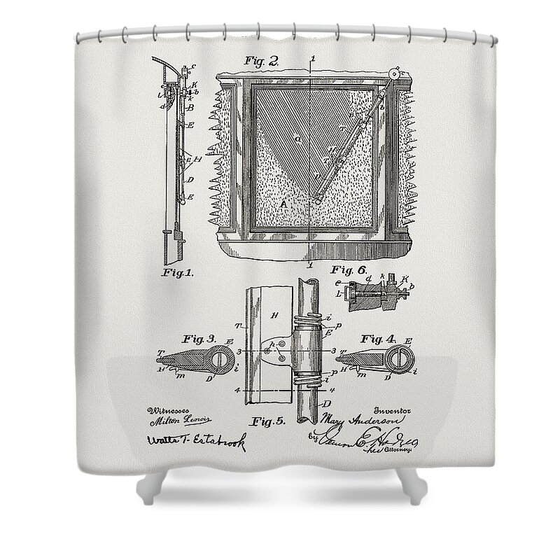 1903 Window Cleaner Patent Shower Curtain featuring the drawing 1903 Window Cleaner Patent by Dan Sproul