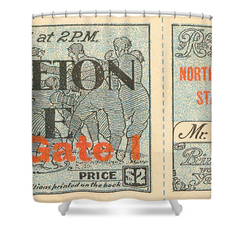 Princeton Shower Curtain featuring the mixed media 1907 Princeton vs. Yale by Row One Brand