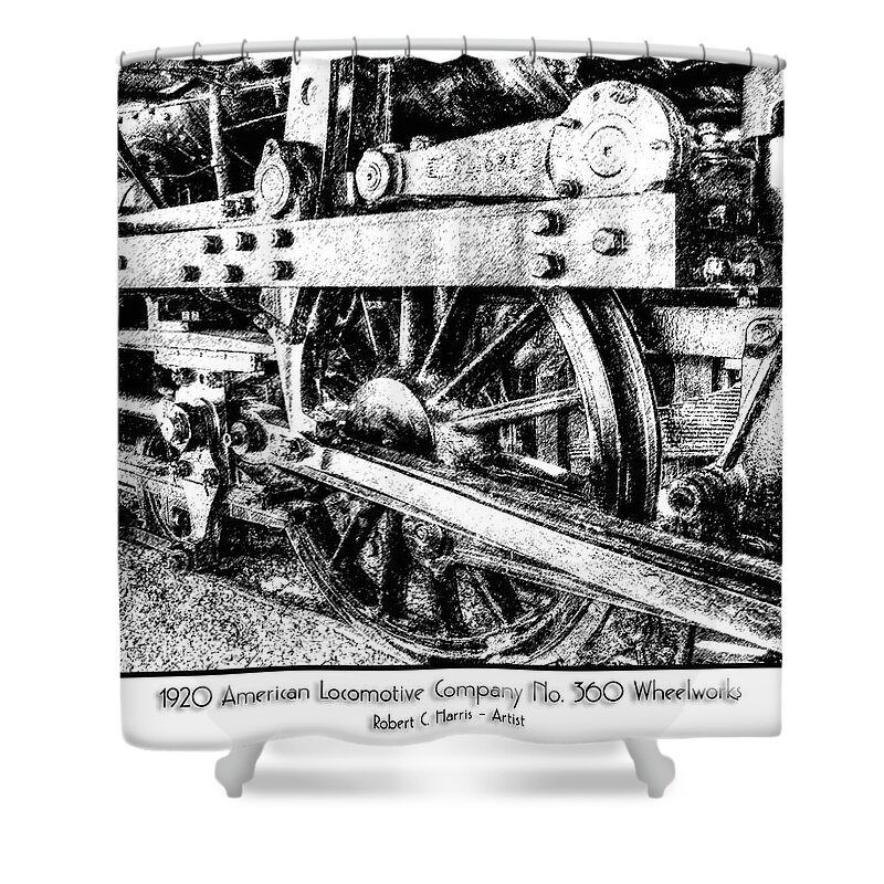 Fine Art Shower Curtain featuring the photograph 1920 American Locomotive 360 Wheelworks by Robert Harris