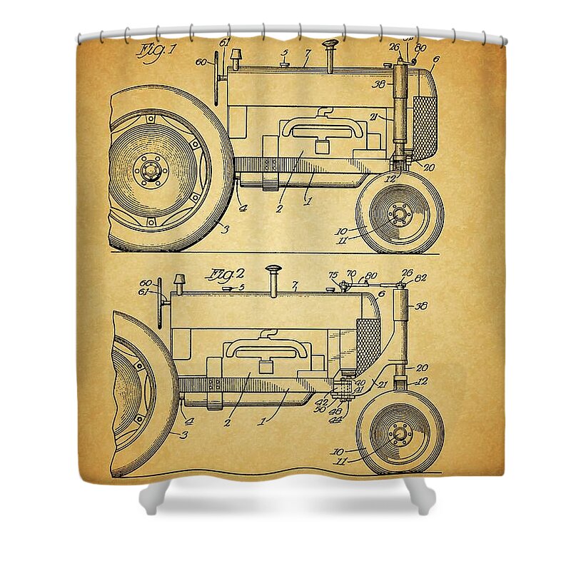 1940 Tractor Patent Drawing Shower Curtain featuring the drawing 1940 Tractor Patent Drawing by Dan Sproul